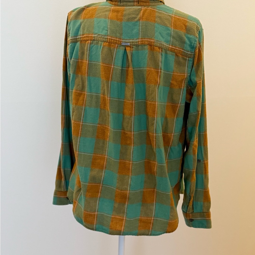Prana Plaid Button-Up Shirt in Green and Orange - Picture 3 of 7